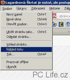 Zobrazení náhledu tisku v prohlížeči Firefox