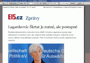 Samotný náhled tisku článku z magazínu v prohlížeči