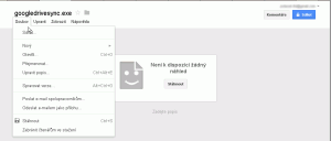 Detail EXE souboru nahraného na Disku Google