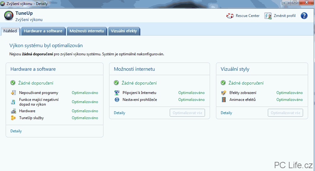 Okno pro zvýšení výkonu počítače v určitých oblastech Okno pro zvýšení výkonu počítače v určitých oblastech
