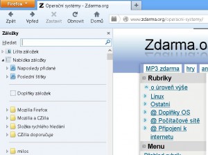 Panel záložek ve Firefoxu