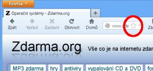 Vytvoření záložky ve Firefoxu přes hvězdičku