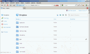 Dropbox v prohlížeči