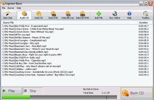 Ukázka přidávání MP3 souborů pro vypálení
