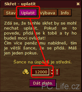 Tabulka s nabídkou uplácení