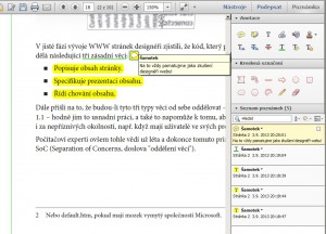 Můžeme zvýraznit text, opatřit ho poznámkou či například podtrhávat