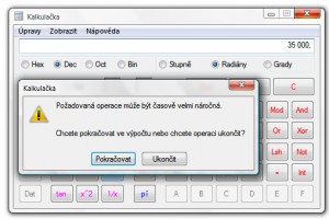 Časově náročný výpočet faktoriálu 35000!