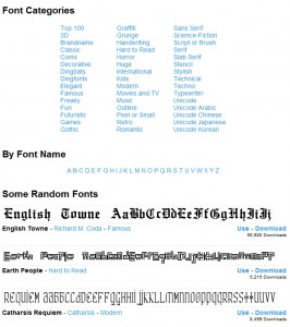 Písma jsou tříděna dle kategorií, Cool Text jich nabízí stovky