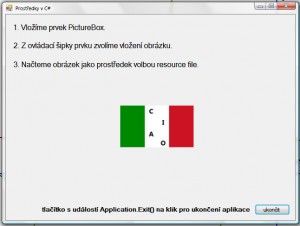 Zkompilovaná a spuštěná WinForms aplikace s námi zobrazeným obrázkem