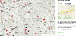 Dopravní mapa s aktuálními informacemi ze silnic a dálnic v ČR