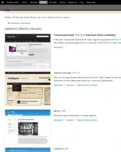 Vzhledy pro web nainstalované v Drupalu