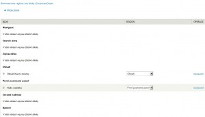 Nastavení bloků webu, jejich přesouvání do regionů
