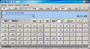 Kalkules na 2řádkovém displeji zobrazuje zadání i výsledek