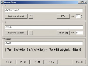 Výpočty se dvěma mnohočleny