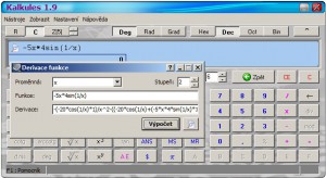 Výpočet druhé derivace funkce ze zadané funkce v kalkulačce