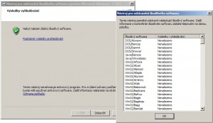 Výsledek prohledávání s možnosti prohlédnutí databáze malwaru