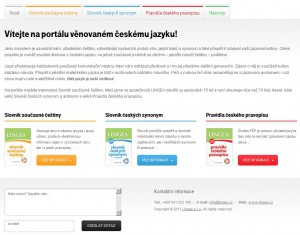 Úvodní stránka s jednotlivými částmi webu, nabídkou a kontakty