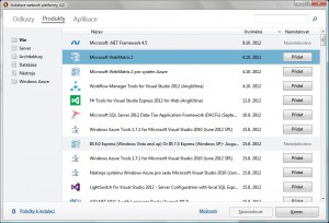 Výběr produktů k instalaci - seřazeno dle data vydání