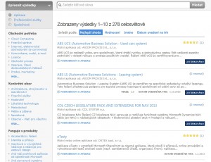 Vyhledání konkrétních aplikací a řešení v Pinpointu