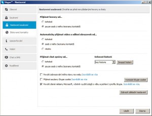 Nastavení soukromí, historie a reklam ve Skype