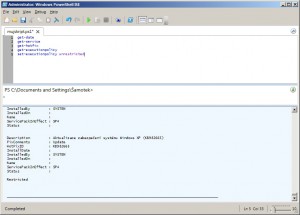 Spuštění skriptu s 5 příkazy v PowerShell ISE