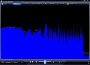 Windows Media Player s vizualizací při přehrávání zvuku