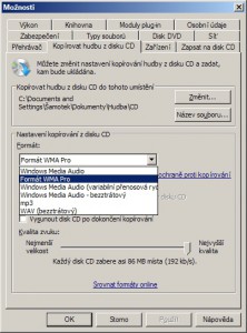 Možnosti kopírování zvukového CD do počítače