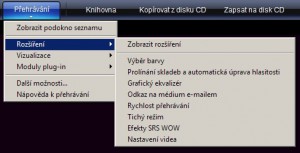 Rozšíření dostupná při přehrávání videa či zvuku