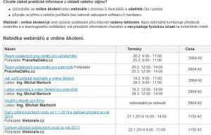 Nabídka webinářů z různých oborů
